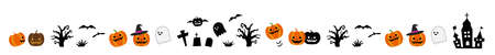 Halloween decorations, ghosts. Line, separator line. white background (No.1)