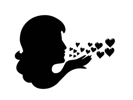 silhouette of a woman blowing kissesのイラスト素材