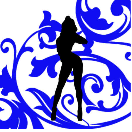 silhouette of a woman on pretty backgroundのイラスト素材