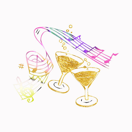 drink glasses and music notesのイラスト素材