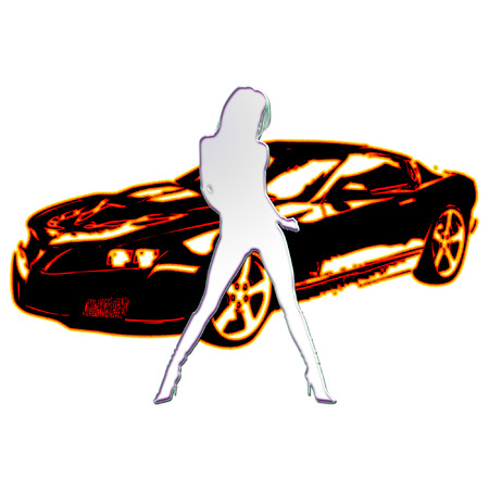 the silhouette of a sexy woman with a sports carのイラスト素材