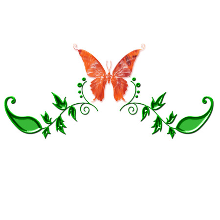 a pretty colorful butterfly and flowersのイラスト素材