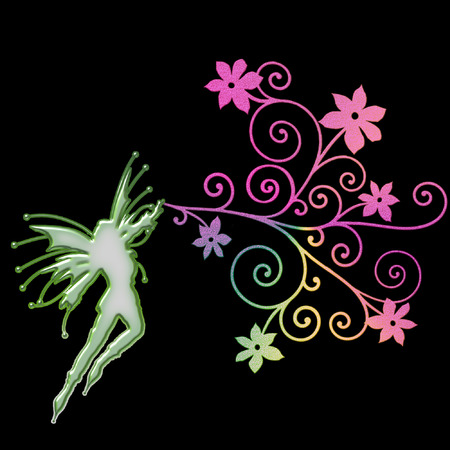 a fairy silhouette on a pretty backgroundのイラスト素材