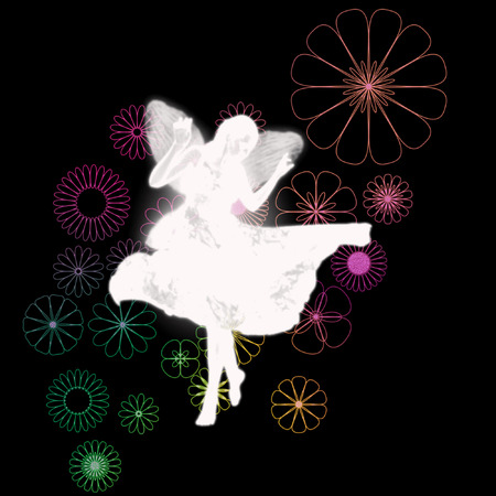 a fairy silhouette on a pretty backgroundのイラスト素材