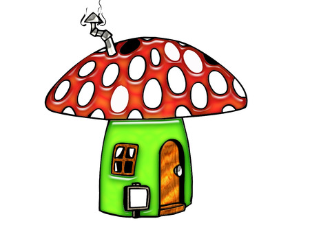 cute little mushroom house のイラスト素材