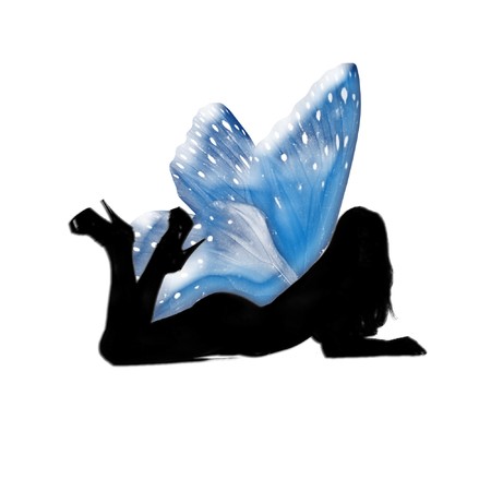 the silhouette of a fairy with pretty wings のイラスト素材