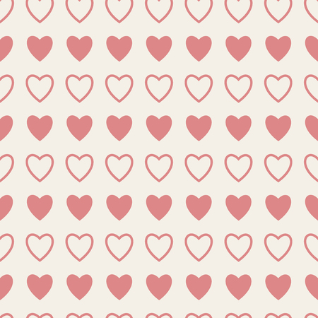 Valentines day background seamless pattern with cute pink hearts. Vector illustration.のイラスト素材