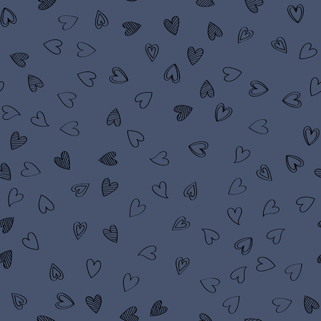 Doodle Lovely Valentines Day background seamless pattern with cute hearts. Vector illustration.のイラスト素材