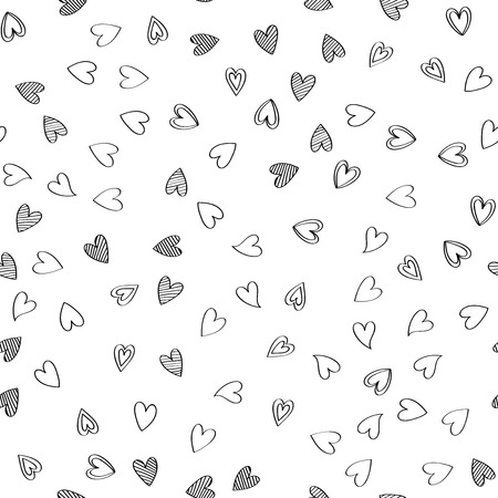 Doodle Lovely Valentines Day background seamless pattern with cute hearts. Vector illustration.のイラスト素材