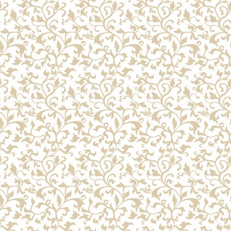 Seamless gold floral damask pattern. Wallpaper in the style of Baroque. Vector background. Gold and white texture. Floral ornament.のイラスト素材