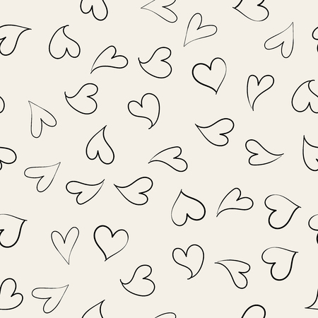 Doodle Lovely Valentines Day background seamless pattern with cute hearts. Vector illustration.のイラスト素材