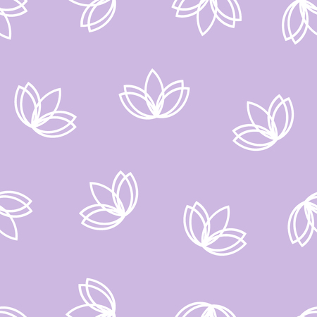 Seamless lotus vector on violet background. Geometric flower lotos yoga patternのイラスト素材