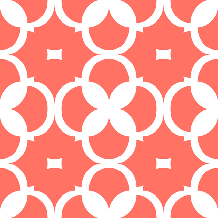 Seamless coral geometric pattern retro background. Simple geo texture. Clothing fabric print, wrap paper textile. Living coral. 2019 colorのイラスト素材