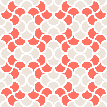 Seamless coral geometric pattern retro background. Simple geo texture. Clothing fabric print, wrap paper textile. Living coral. 2019 colorのイラスト素材
