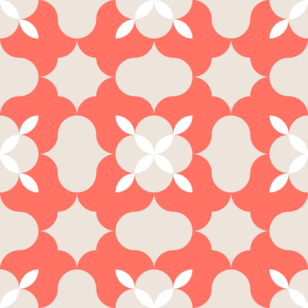 Seamless coral geometric pattern retro background. Simple geo texture. Clothing fabric print, wrap paper textile. Living coral. 2019 colorのイラスト素材