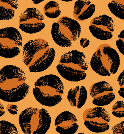 Leopard kiss print. Lipstick fashion texture. Seamless vector pattern.のイラスト素材