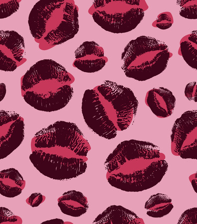 Leopard kiss print. Lipstick fashion texture. Seamless vector pattern.のイラスト素材