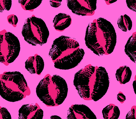 Leopard kiss print. Lipstick fashion texture. Seamless vector pattern.のイラスト素材