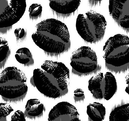 Leopard kiss print. Lipstick fashion texture. Seamless vector pattern.のイラスト素材