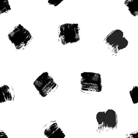 Vector seamless pattern. Abstract background with brush strokes. Monochrome hand drawn texture. Modern graphic design.のイラスト素材
