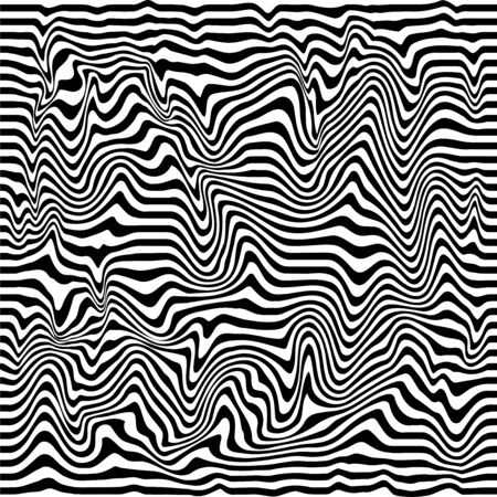 Wavy lines seamless pattern. Waves optical illusion vector background.のイラスト素材