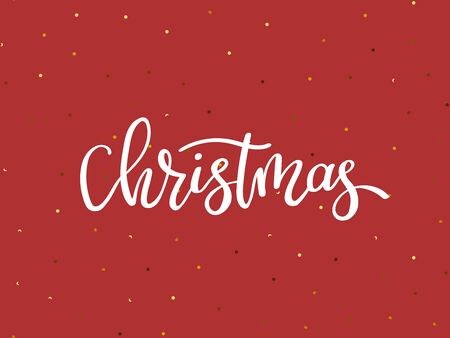 Merry Christmas vintage background with lettering and gold glitter elementsのイラスト素材