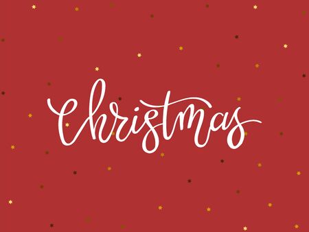 Merry Christmas vintage background with lettering and gold glitter elementsのイラスト素材