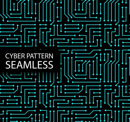 Seamless cyber pattern. Circuit board texture. Digital high tech style vector backgroundのイラスト素材