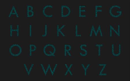 Circuit board type alphabet font. Digital high-tech style letters on the dark background. Stock vector for your headlines, posters etc.のイラスト素材