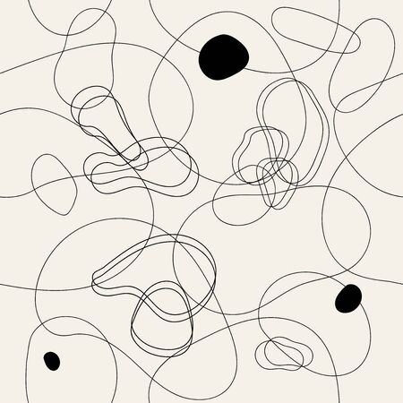 Seamless abstract pattern in doodle style. Hand drawn interesting chaotic backgroundのイラスト素材