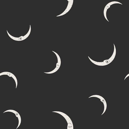Seamless dark pattern with moons. Vector illustration.のイラスト素材