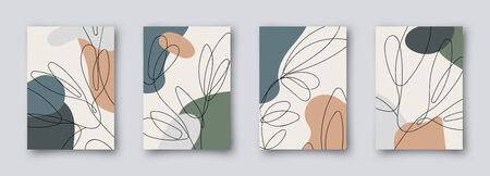 Colorful greeting wedding birthday invitation card illustration set. Flower vector memphis design concept collectionのイラスト素材