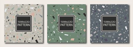 Set of 3 terrazzo veneziano seamless patterns. Pastel colors. Collection of trendy simple texturesのイラスト素材