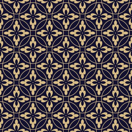Geometric abstract pattern. Seamless vector background. Dark blue and gold texture. Graphic modern patternのイラスト素材