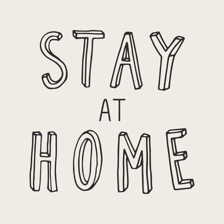 Vector illustration with handwritten stay home save lives motivation.のイラスト素材