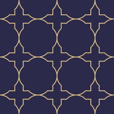 Seamless pattern in islamic style. Vector oriental background in dark blue and gold colors.のイラスト素材