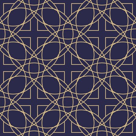 Seamless pattern in islamic style. Vector oriental background in dark blue and gold colors.のイラスト素材