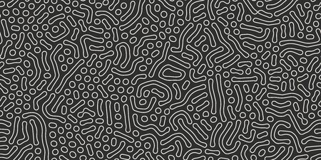 Vector seamless black and white wavy organic rounded shapes pattern. Abstract backgroundのイラスト素材