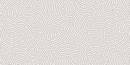 Vector seamless black and white organic rounded maze lines pattern. Abstract background in biological styleのイラスト素材