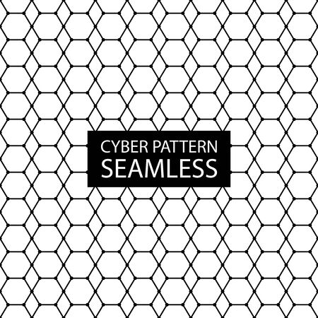 Seamless monochrome electronic pattern. Vector hexagon background in high-tech style. Cyber textureのイラスト素材