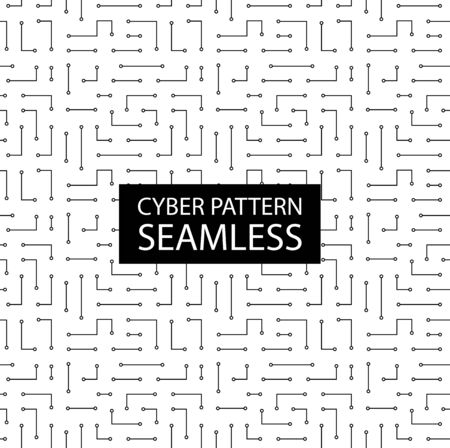 Seamless monochrome electronic pattern. Vector circuit board background in high-tech style. Cyber textureのイラスト素材