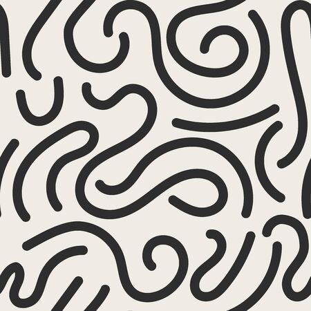 Vector seamless jumble geometric lines memphis pattern. Abstract trendy background. Hand drawn texture in doodle styleのイラスト素材