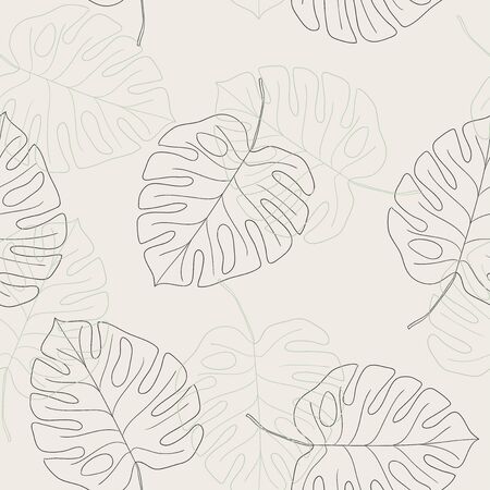 Vector tropical palm leaves seamless pattern. Vector summer delicate illustration. Pastel colorsのイラスト素材