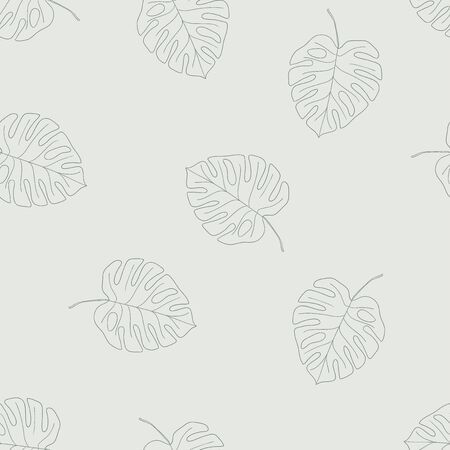 Vector tropical palm leaves seamless pattern. Vector summer delicate illustration. Pastel colorsのイラスト素材