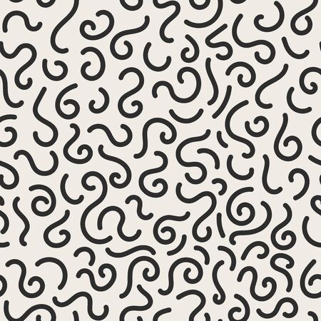 Vector seamless jumble geometric lines memphis pattern. Abstract trendy background. Hand drawn texture in doodle styleのイラスト素材