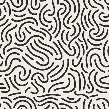 Vector seamless jumble geometric lines memphis pattern. Abstract trendy background. Hand drawn texture in doodle styleのイラスト素材