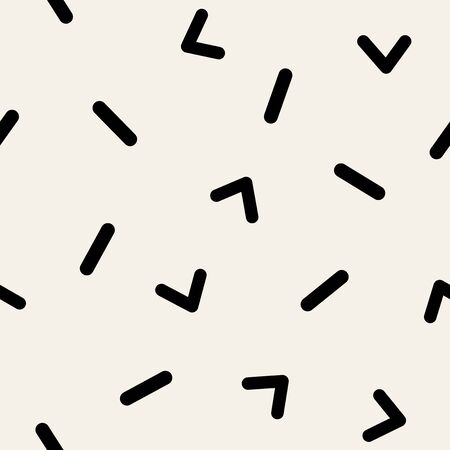 Geometric monochrome vector pattern with minimalistic shapes. Hipster fashion Memphis style.のイラスト素材