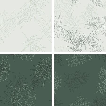 Collection of seamless floral patterns. Vector delicate hand drawn ornaments. Summer blossom textures for your designのイラスト素材