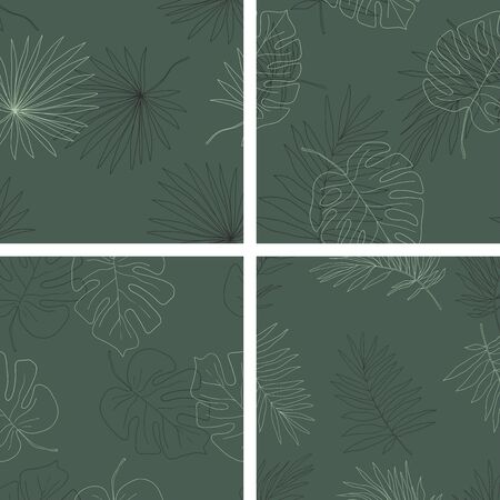 Collection of seamless floral patterns. Vector delicate hand drawn ornaments. Summer blossom textures for your designのイラスト素材