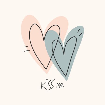 Heart shape element. Hearts in pastel colors. Vector icon in hand drawn doodle style for invitation, cards and other design.のイラスト素材